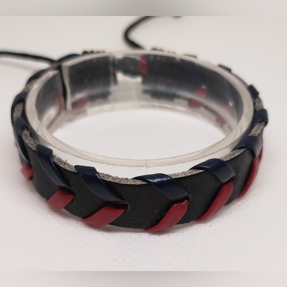 Men's Bracelet‎ Leather Braided Black NEW f57